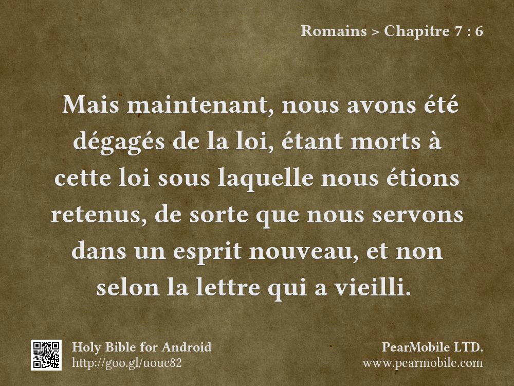 Romains, Chapitre 7:6